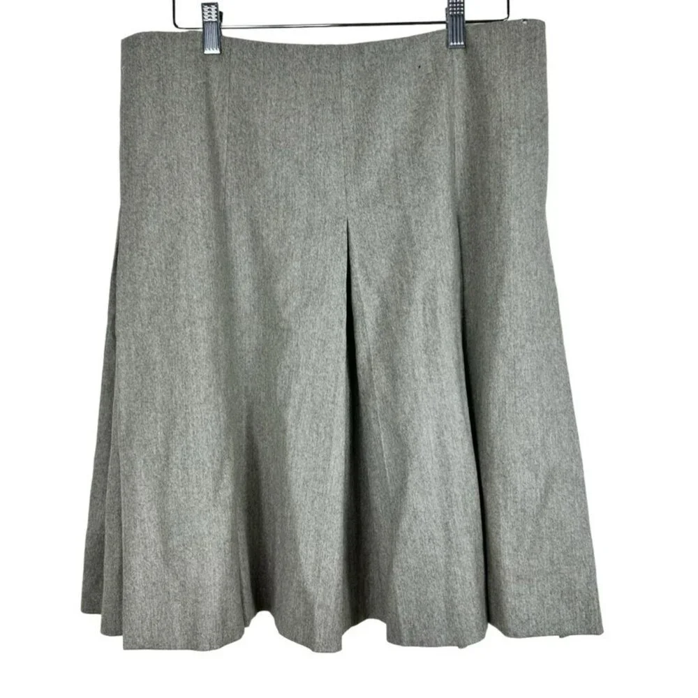 Chloé Womens Gray Pleated‎ A-Line Wool & Cashmere Blend Skirt T44 Made In France